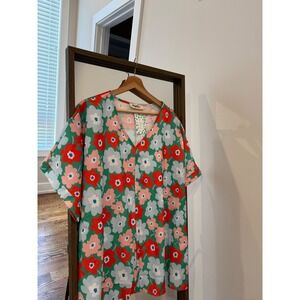 New Haptics Grace Boutique Still Going Strong Top 3XL Green Orange Floral V Neck